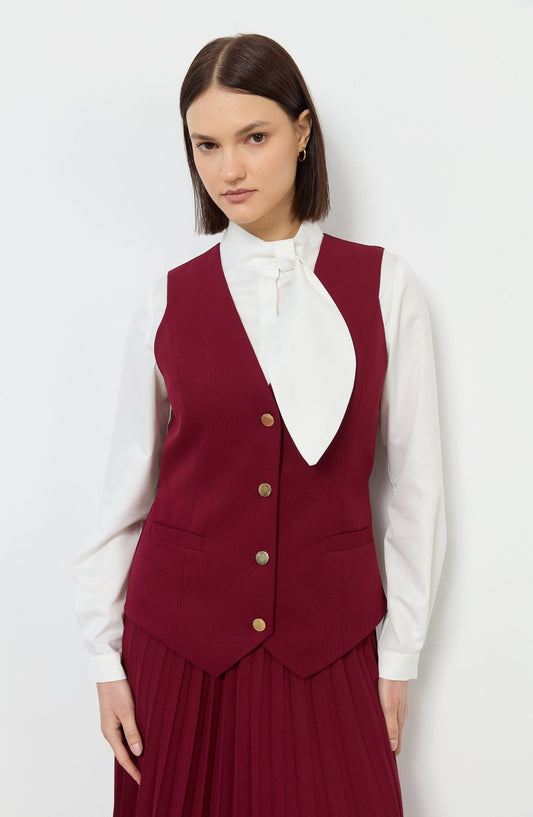 Double Bordo Midi Yelek - Fatma Atasoy