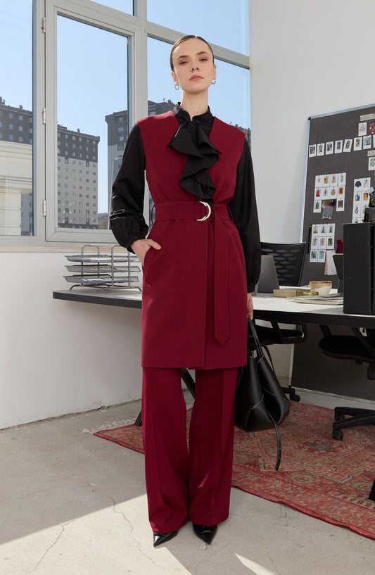 Double Bordo Palazzo Pantolon - Fatma Atasoy