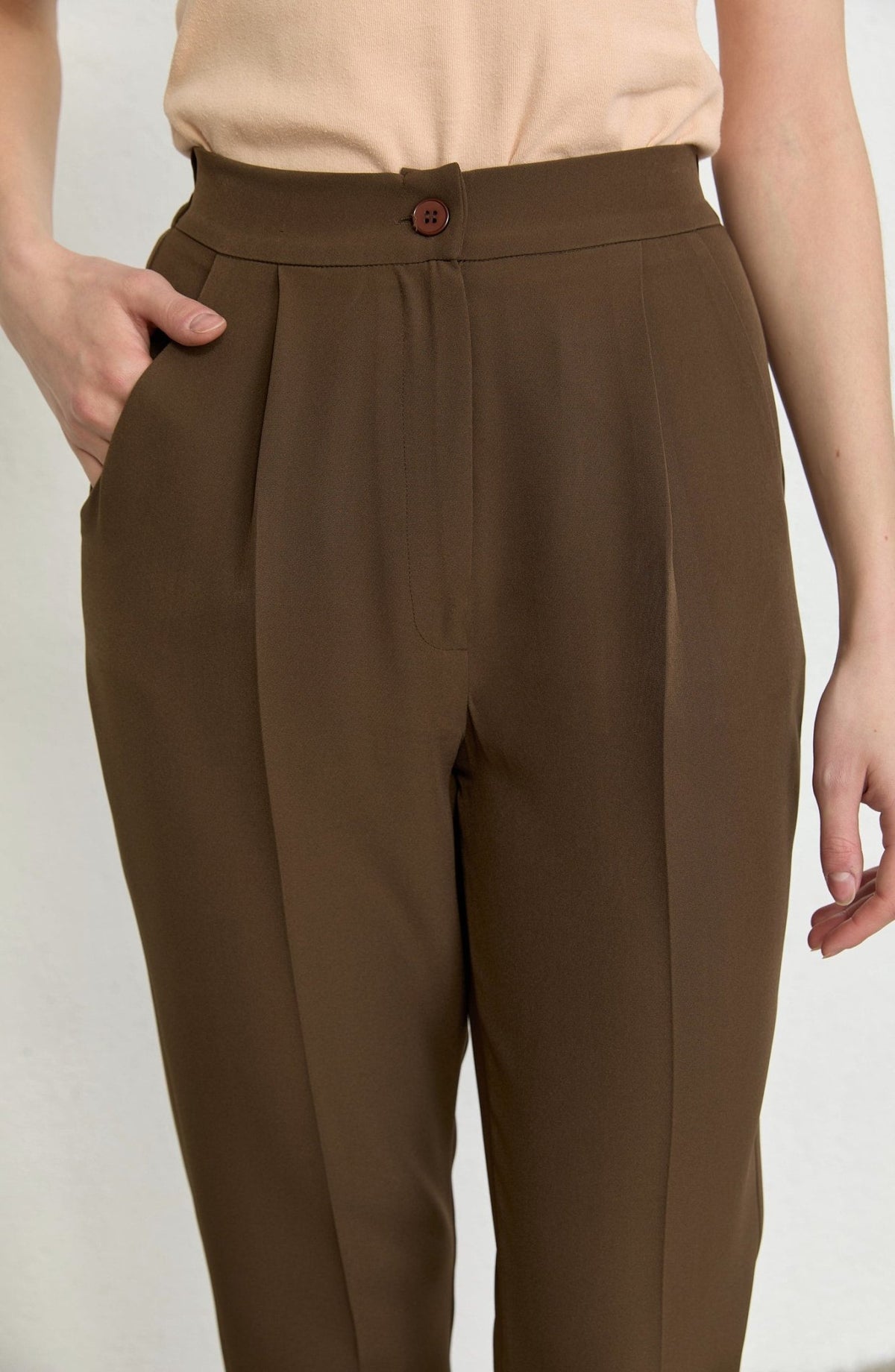 Double Kahverengi Fit Pantolon - Fatma Atasoy