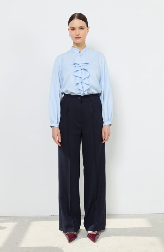 Double Lacivert Palazzo Pantolon - Fatma Atasoy
