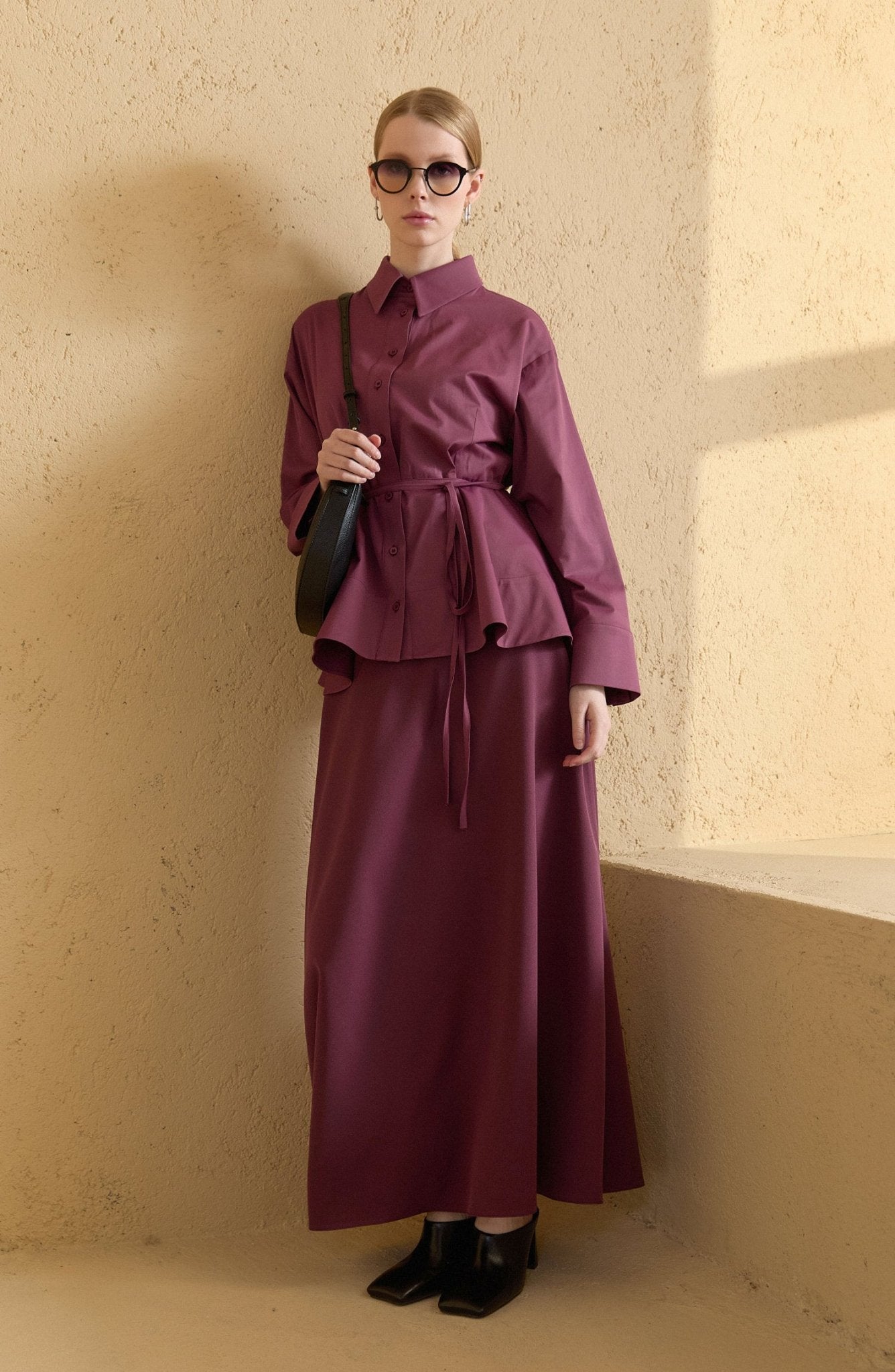 Double Mürdüm Kloş Etek - Fatma Atasoy