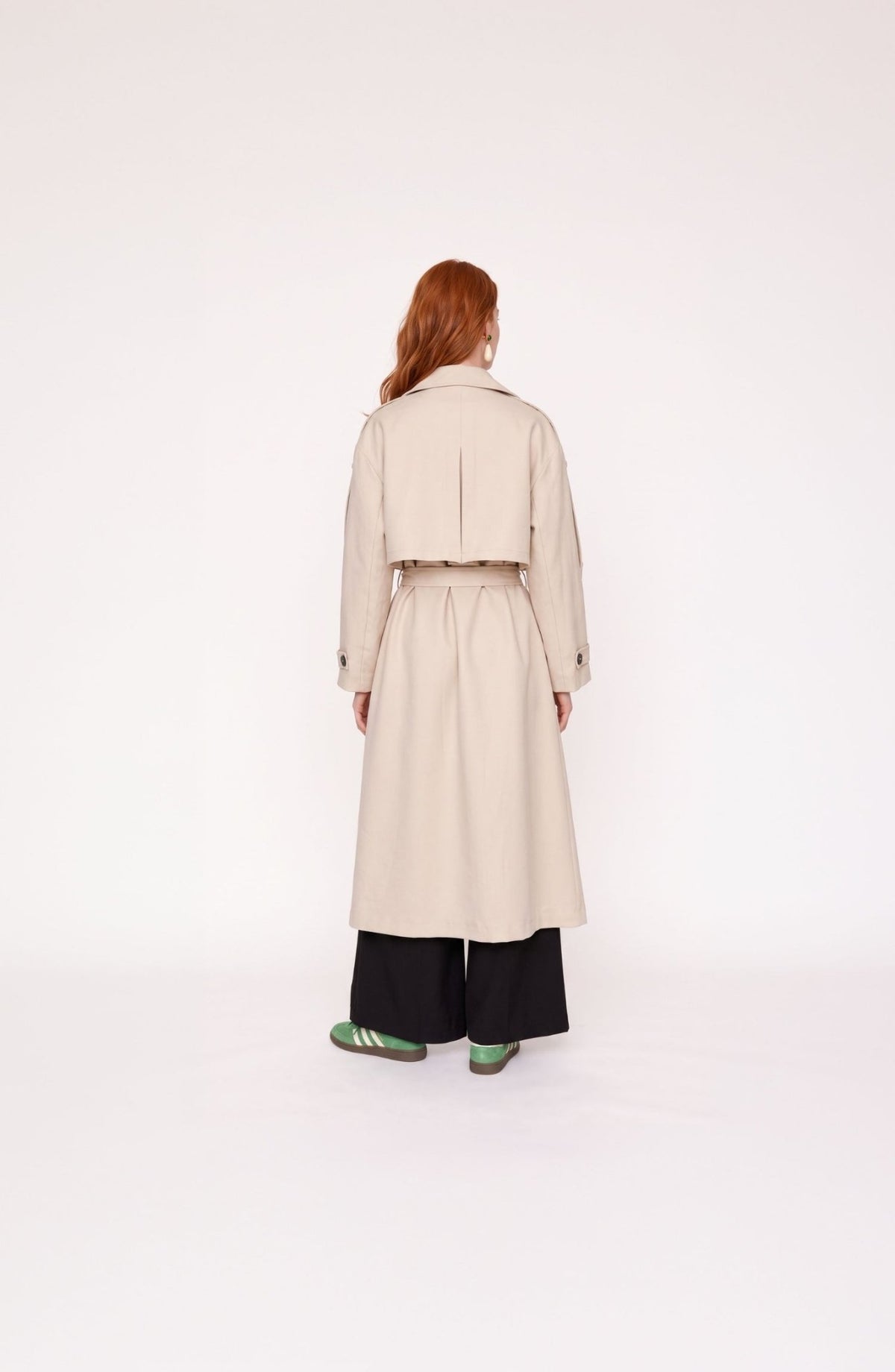 Double Rüzgarlıklı Taş Oversize Maksi Trençkot - Fatma Atasoy