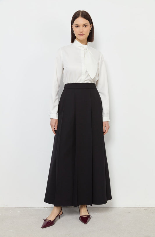 Double Siyah Çift Pile Etek - Fatma Atasoy