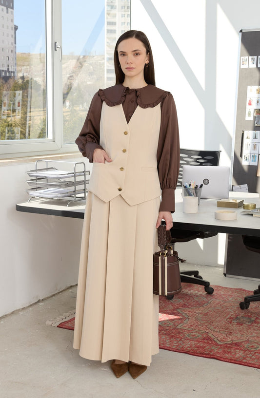 Double Taş Çift Pile Etek - Fatma Atasoy