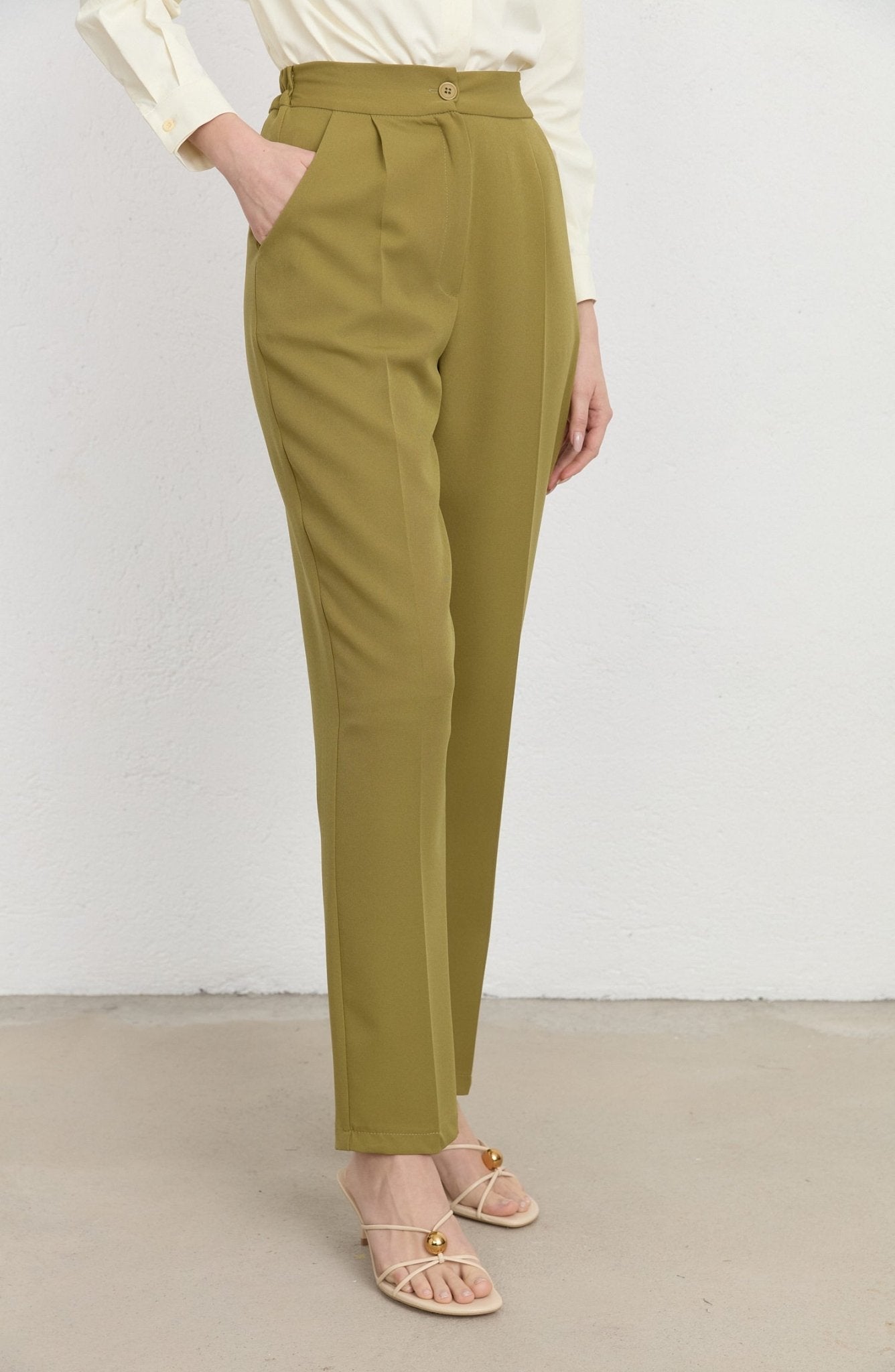 Double Yağ Yeşili Fit Pantolon - Fatma Atasoy