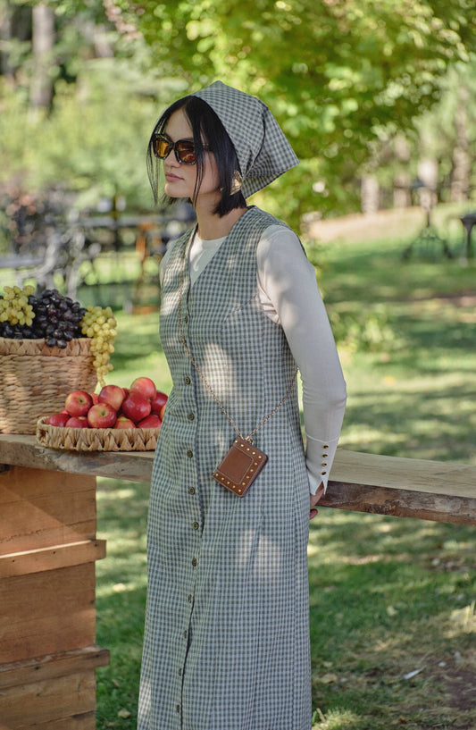 Düğmeli Haki Minikare Jile - Fatma Atasoy