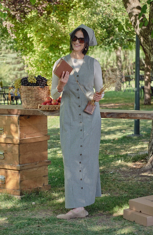 Düğmeli Haki Minikare Jile - Fatma Atasoy