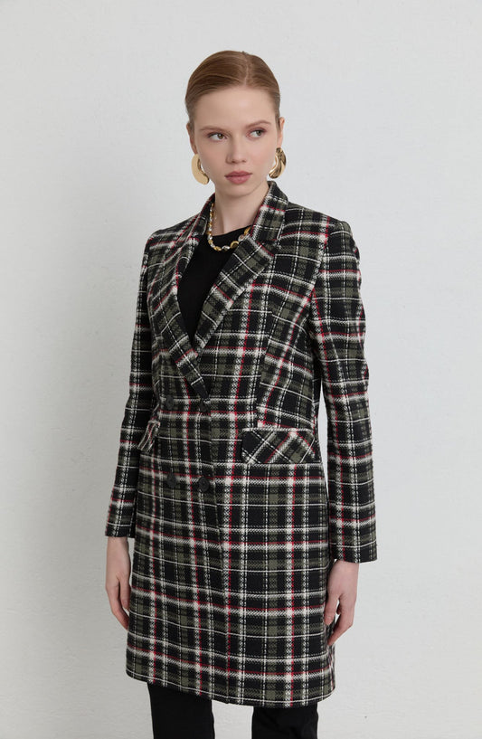 Ekose Haki Tüvit Palazzo Ceket - Fatma Atasoy