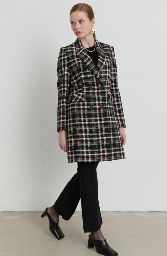 Ekose Haki Tüvit Palazzo Ceket - Fatma Atasoy