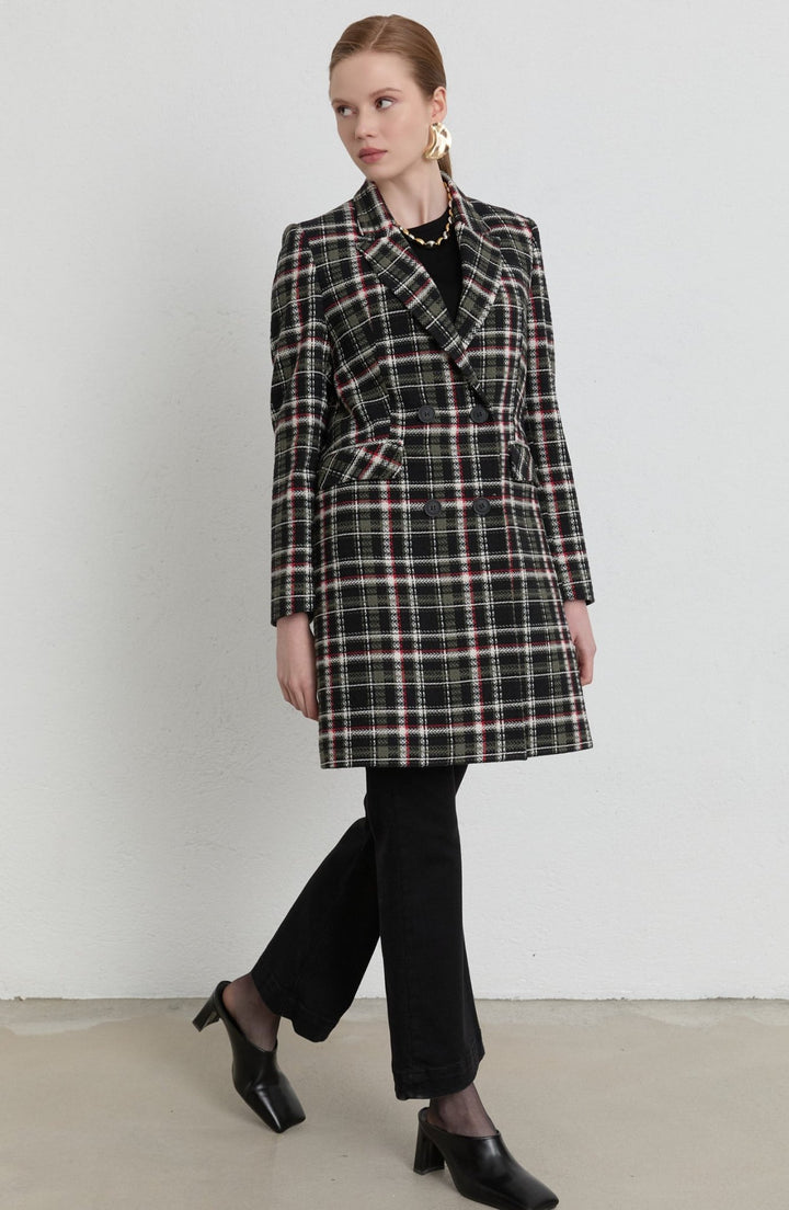 Ekose Haki Tüvit Palazzo Ceket - Fatma Atasoy