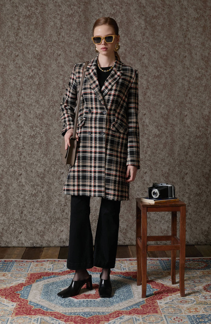 Ekose Sütlü Kahve Tüvit Palazzo Ceket - Fatma Atasoy