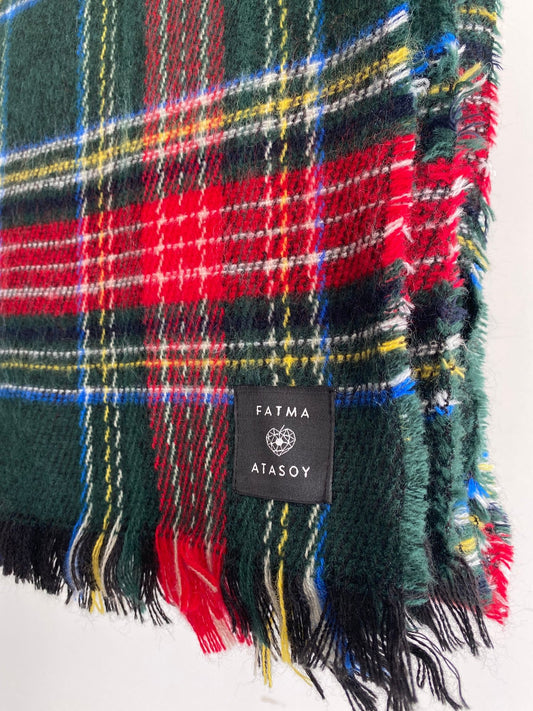 Ekose Yeşil Püsküllü Şal - Fatma Atasoy