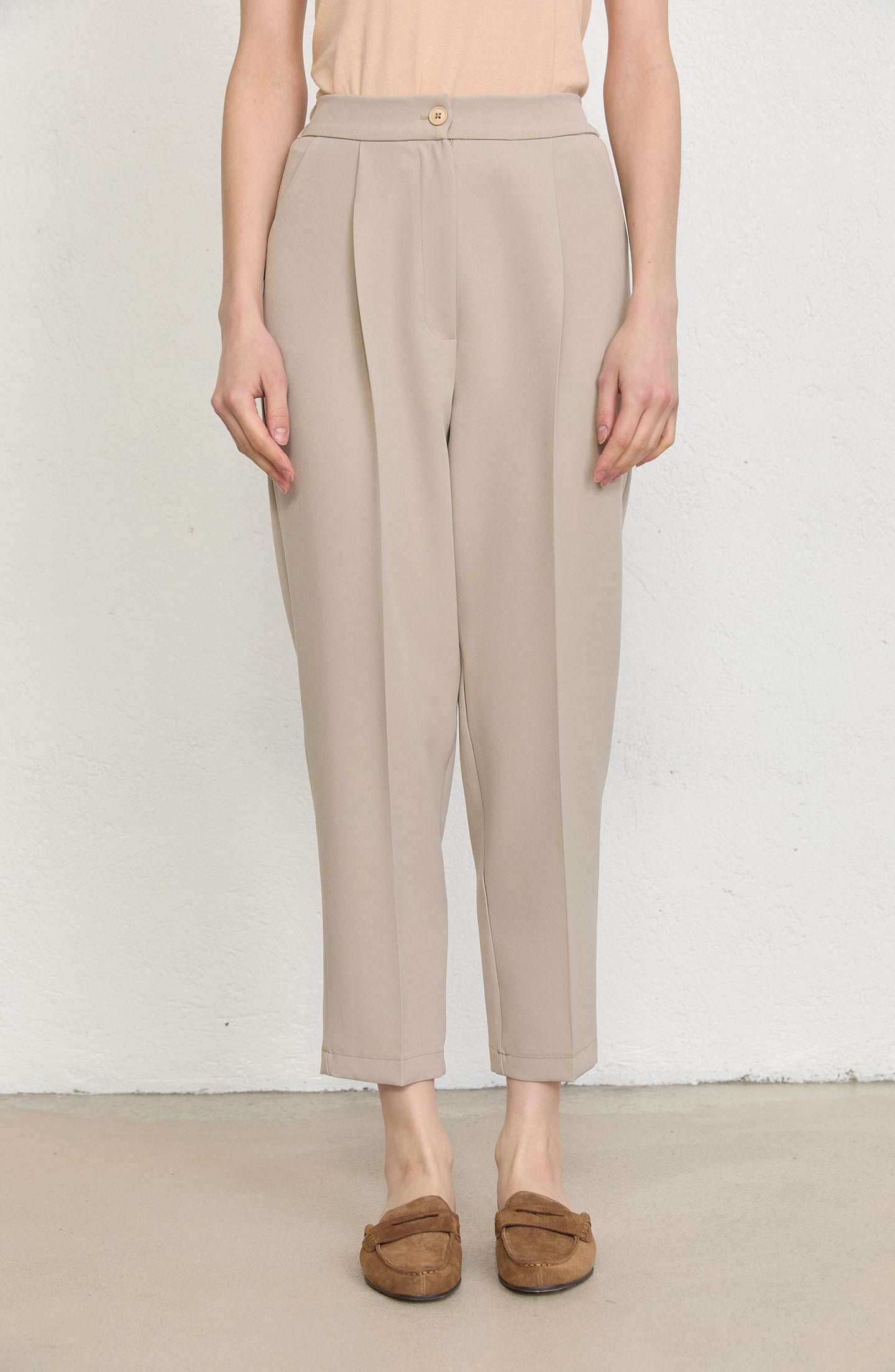 Double Barrel Bej Fit Pantolon