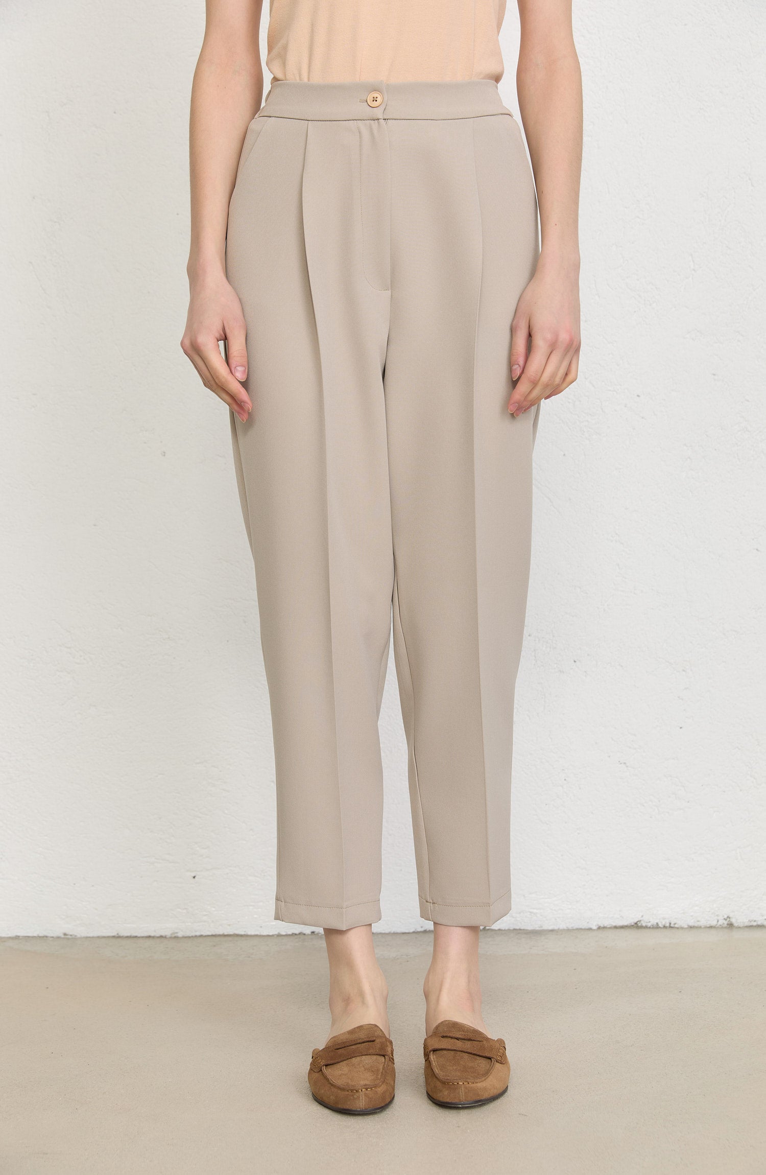 Double Barrel Bej Fit Pantolon