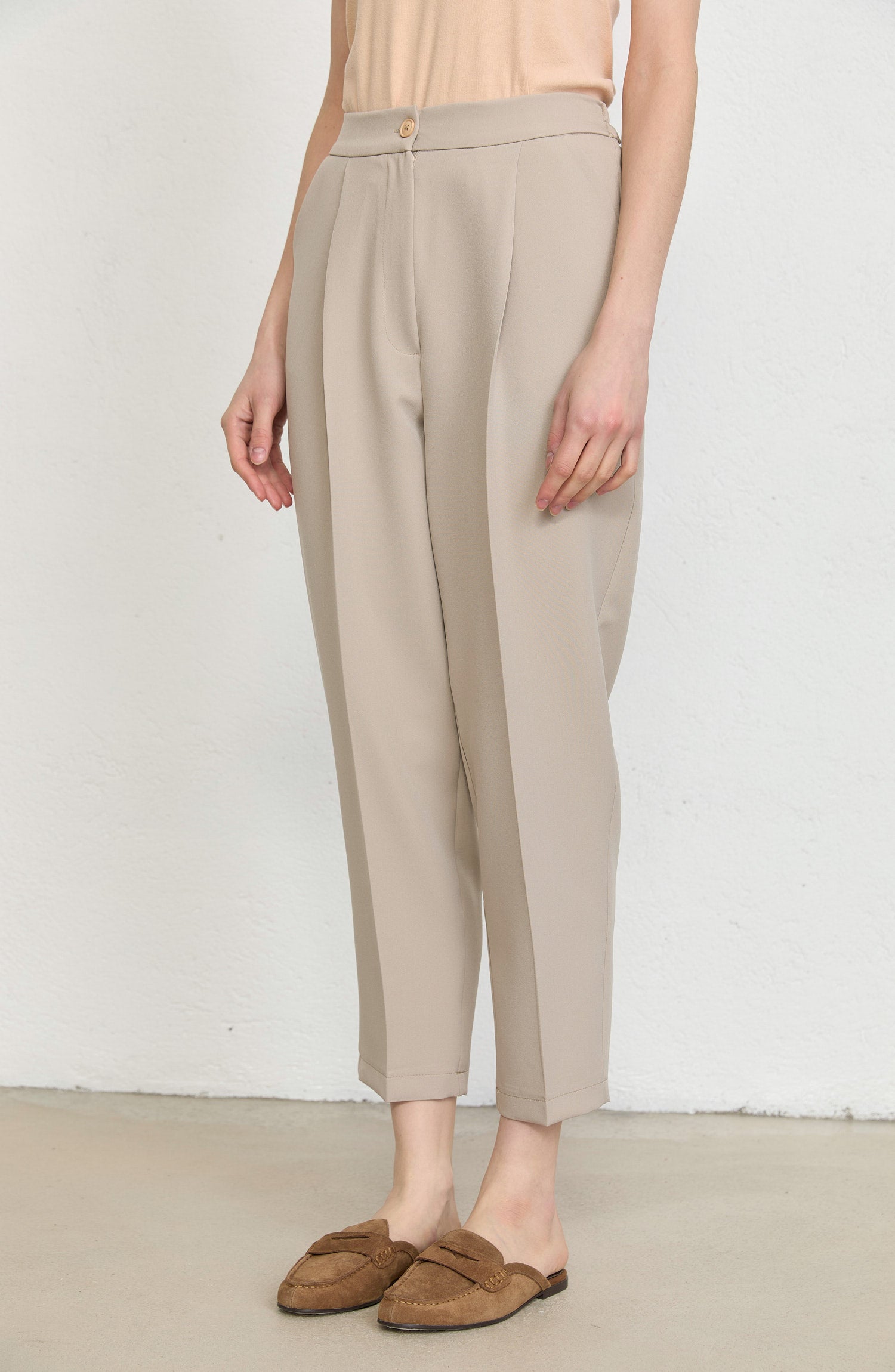 Double Barrel Bej Fit Pantolon