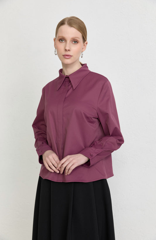 Basic Mürdüm Pamuk Gömlek