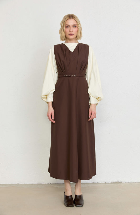 Pileli Kaplama Kemerli Acı Kahve Jile