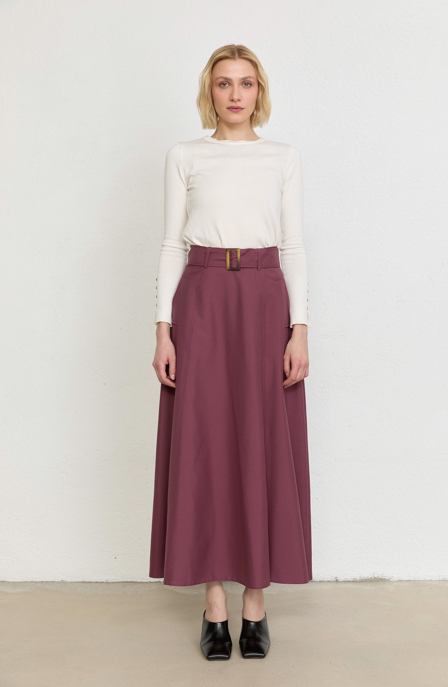 Kemerli Mürdüm Trenç Etek