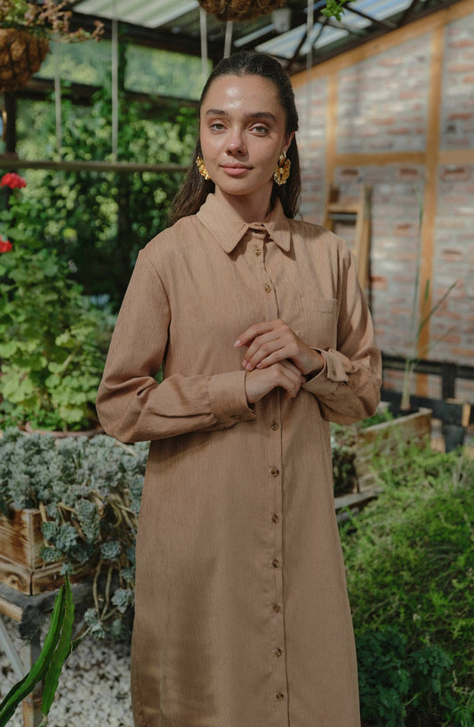 Fit Dad Sütlü Kahve Kadife Gömlek Ceket - Fatma Atasoy