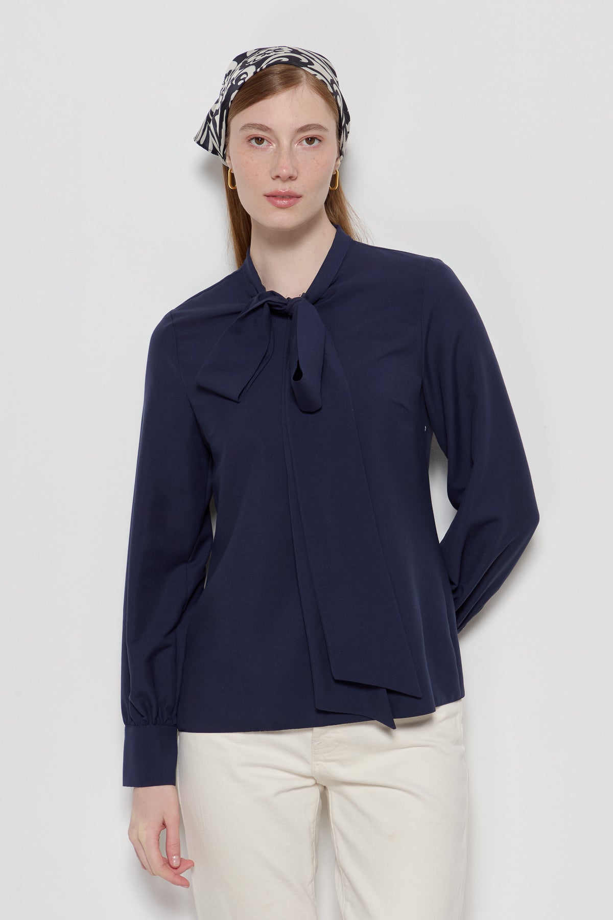 Fiyonklu Basic Gömlek Lacivert - Fatma Atasoy