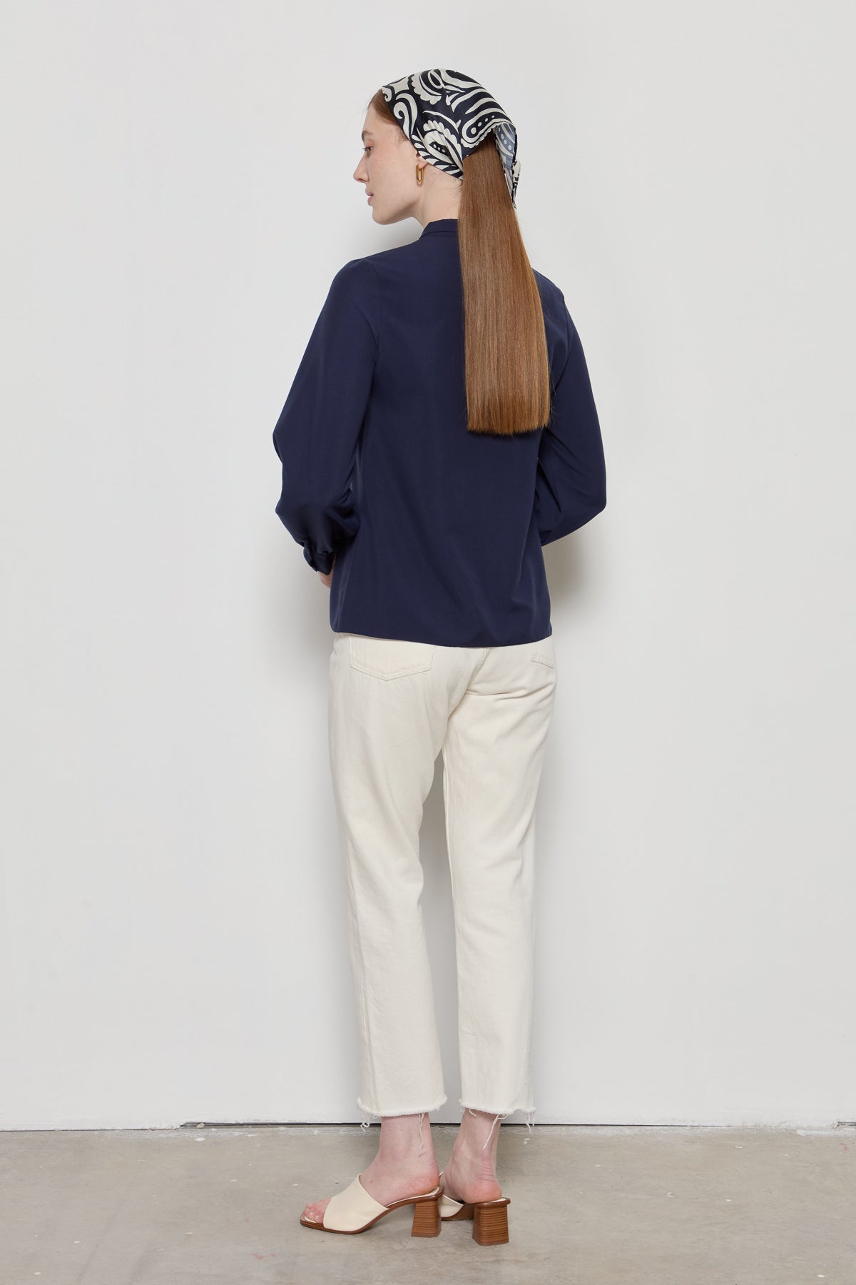 Fiyonklu Basic Gömlek Lacivert - Fatma Atasoy