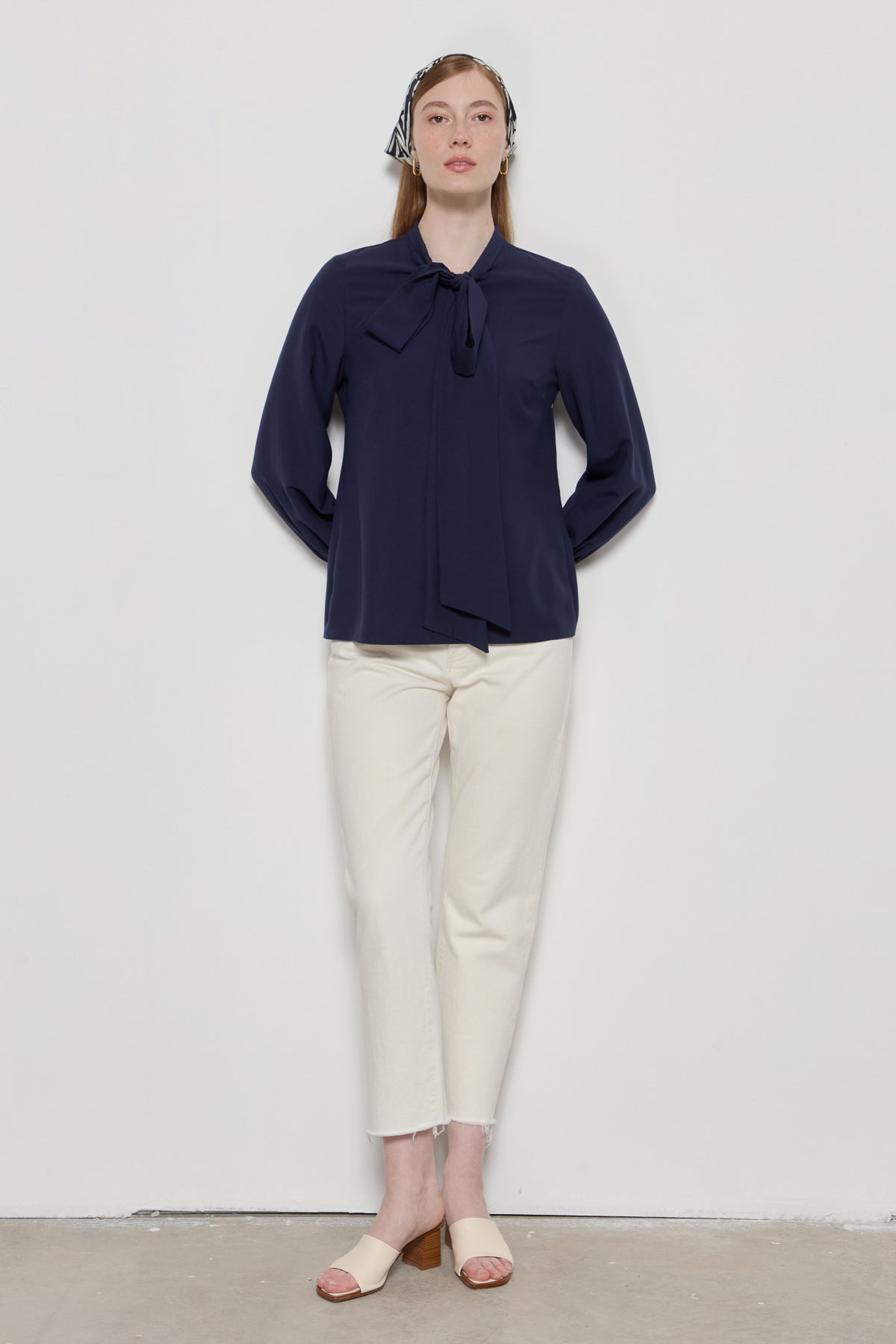 Fiyonklu Basic Gömlek Lacivert - Fatma Atasoy