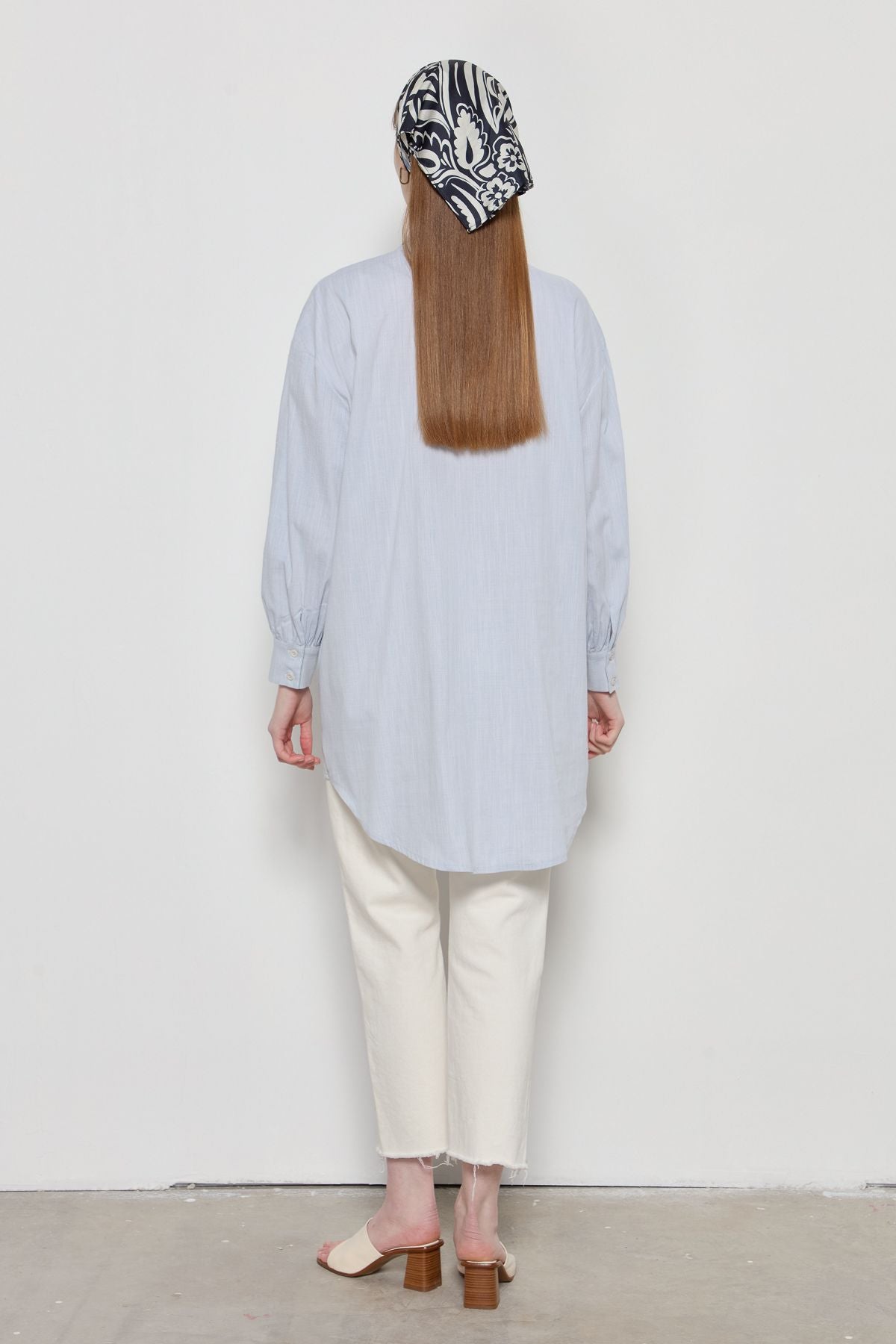 Fiyonklu Pamuk Gömlek Bebe Mavi - Fatma Atasoy