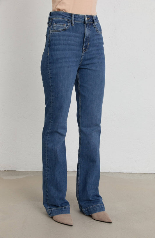 Flare Koyu Mavi Denim Pantolon - Fatma Atasoy
