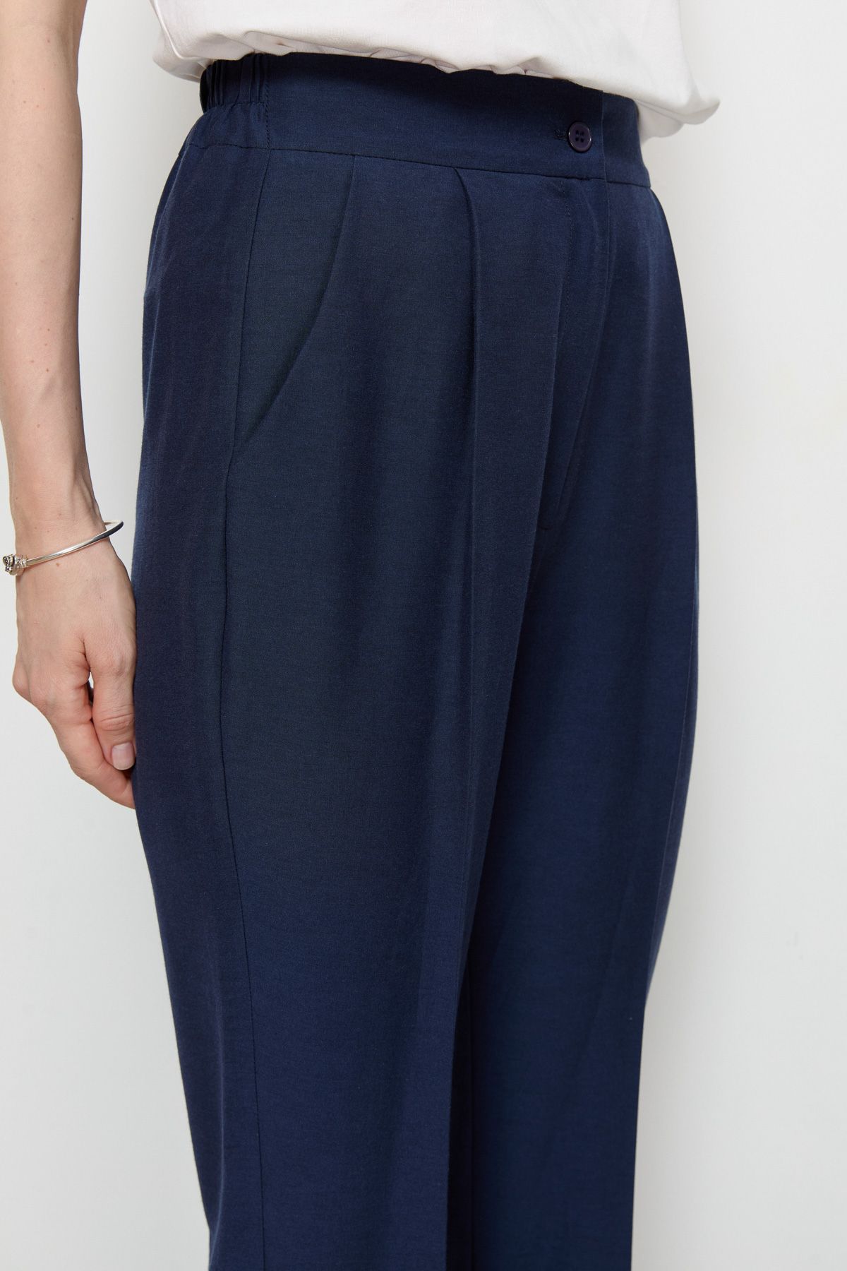 Flare Pamuk Pantolon Lacivert - Fatma Atasoy
