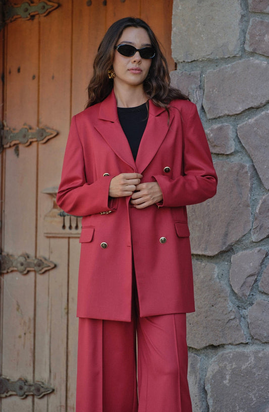 Gabardin Bordo Dad Ceket - Fatma Atasoy