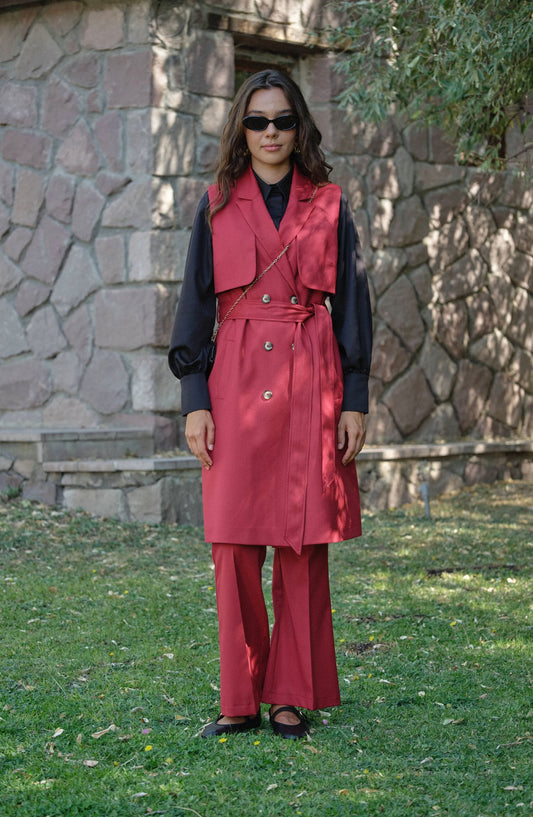 Gabardin Bordo İspanyol Paça Pantolon - Fatma Atasoy