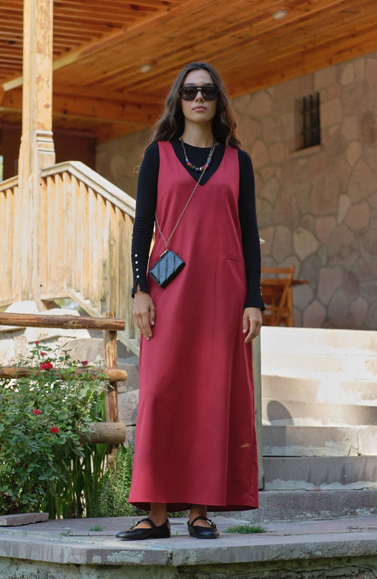 Gabardin Bordo Jile - Fatma Atasoy