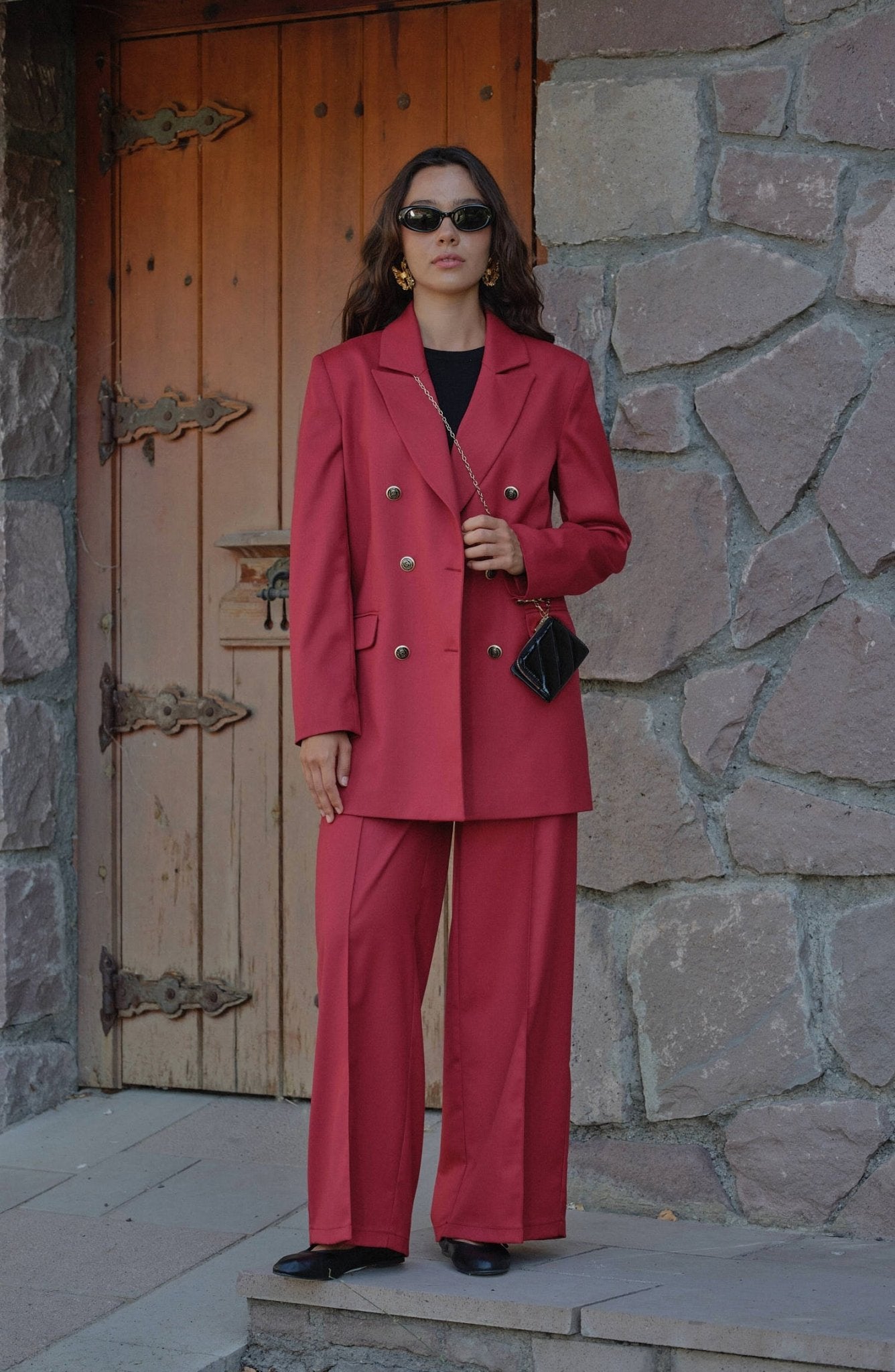 Gabardin Bordo Ütü İzli Pantolon - Fatma Atasoy