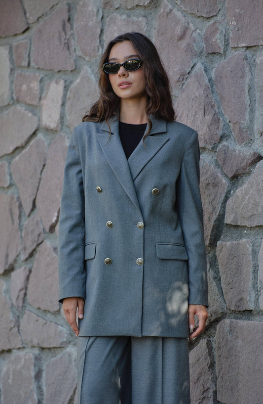 Gabardin Gri Dad Ceket - Fatma Atasoy