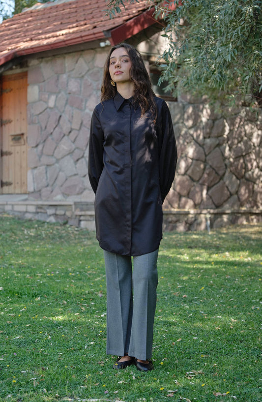 Gabardin Gri İspanyol Paça Pantolon - Fatma Atasoy