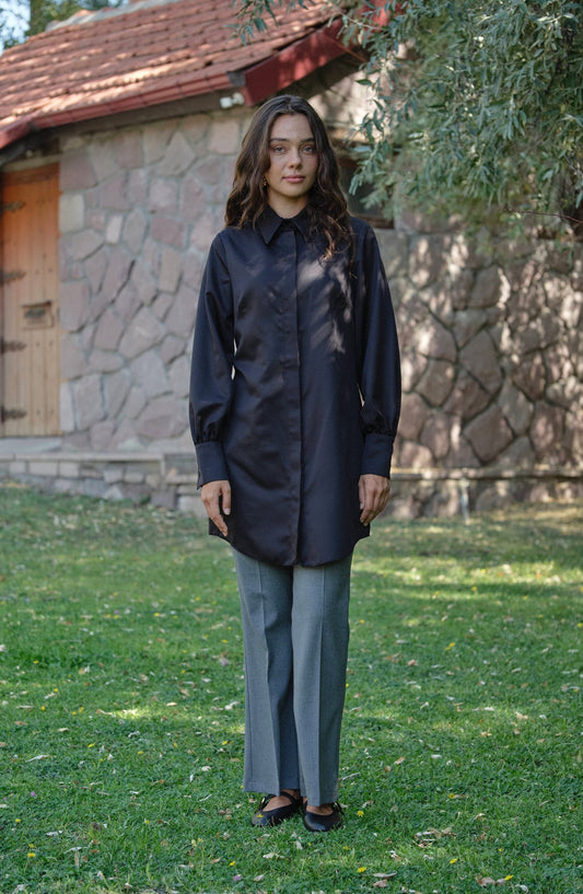 Gabardin Gri İspanyol Paça Pantolon - Fatma Atasoy