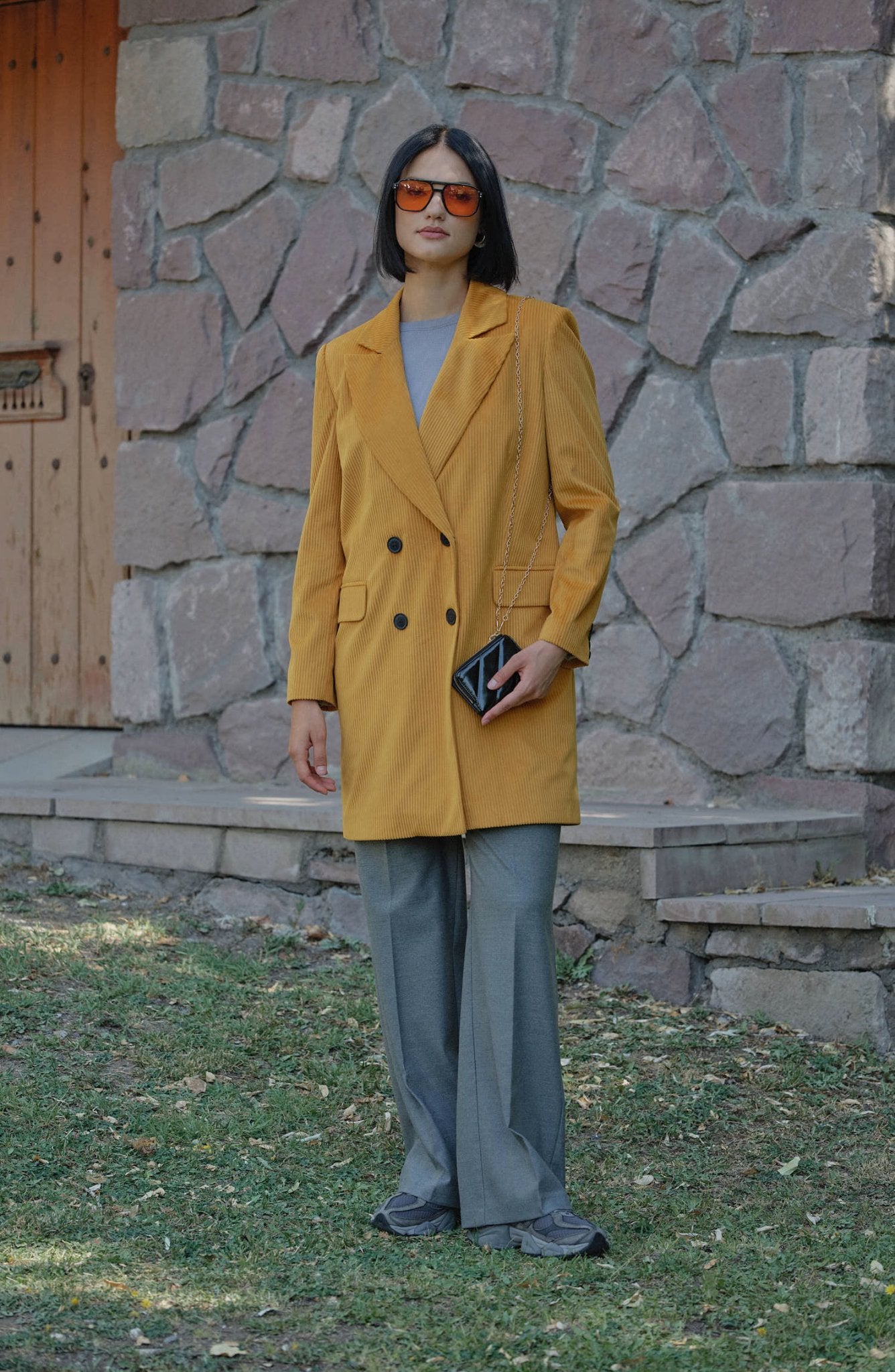 Gabardin Gri Palazzo Pantolon - Fatma Atasoy