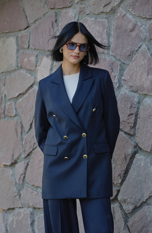 Gabardin Lacivert Dad Ceket - Fatma Atasoy