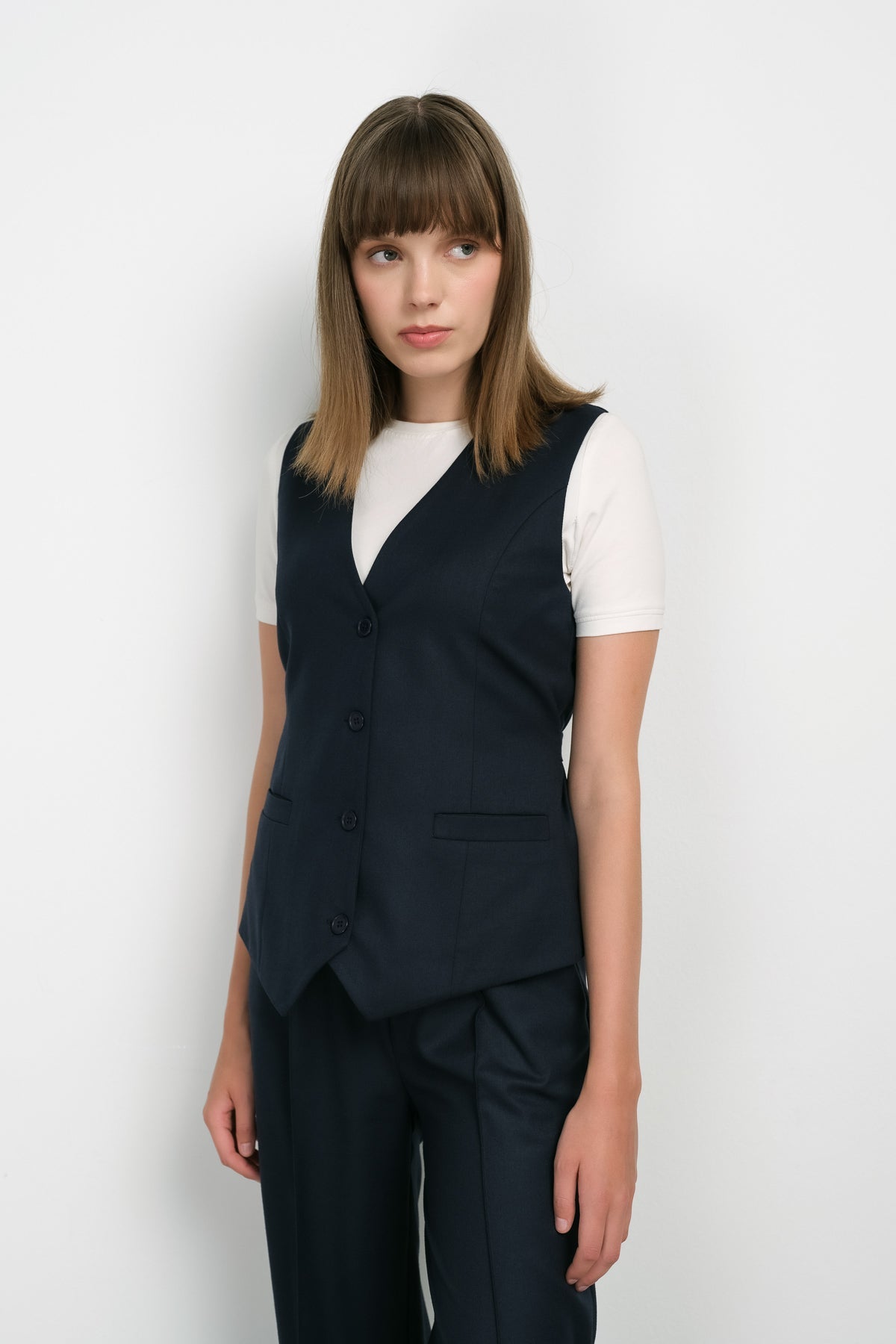 Gabardin Midi Yelek Lacivert - Fatma Atasoy