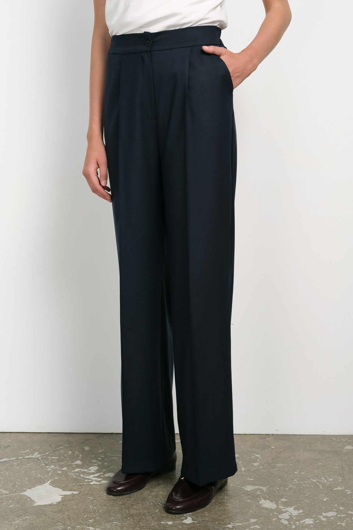 Gabardin Palazzo Pantolon Lacivert - Fatma Atasoy