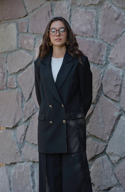 Gabardin Siyah Dad Ceket - Fatma Atasoy