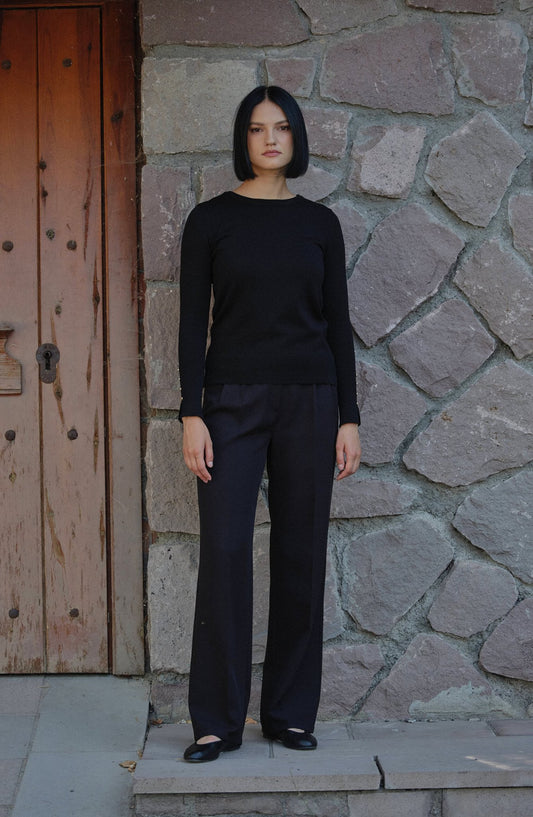 Gabardin Siyah Palazzo Pantolon - Fatma Atasoy