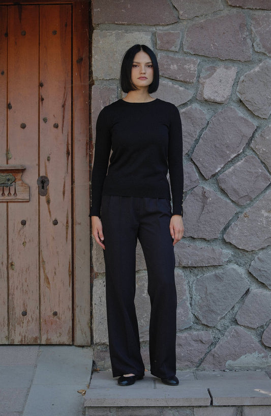 Gabardin Siyah Palazzo Pantolon - Fatma Atasoy