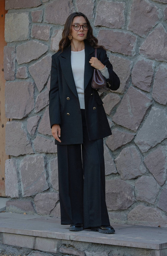 Gabardin Siyah Ütü İzli Pantolon - Fatma Atasoy