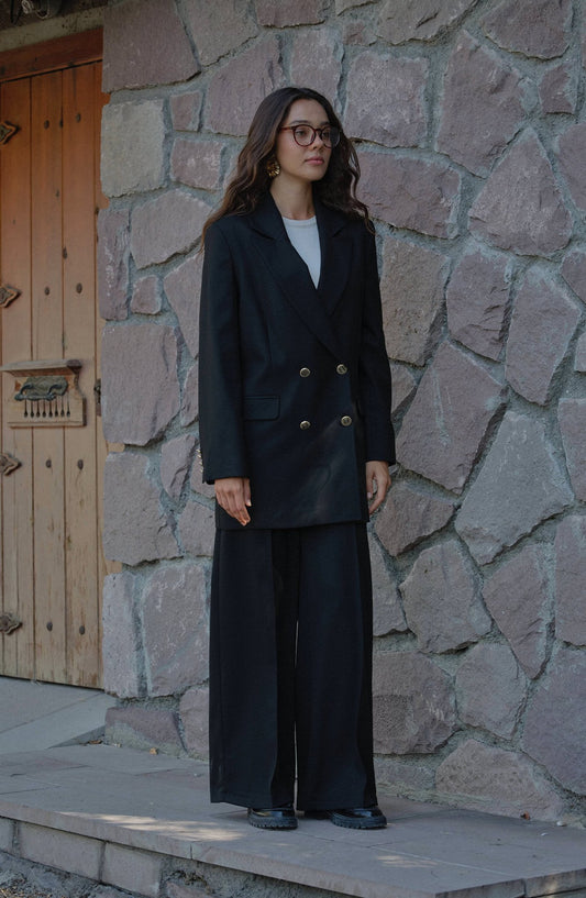 Gabardin Siyah Ütü İzli Pantolon - Fatma Atasoy