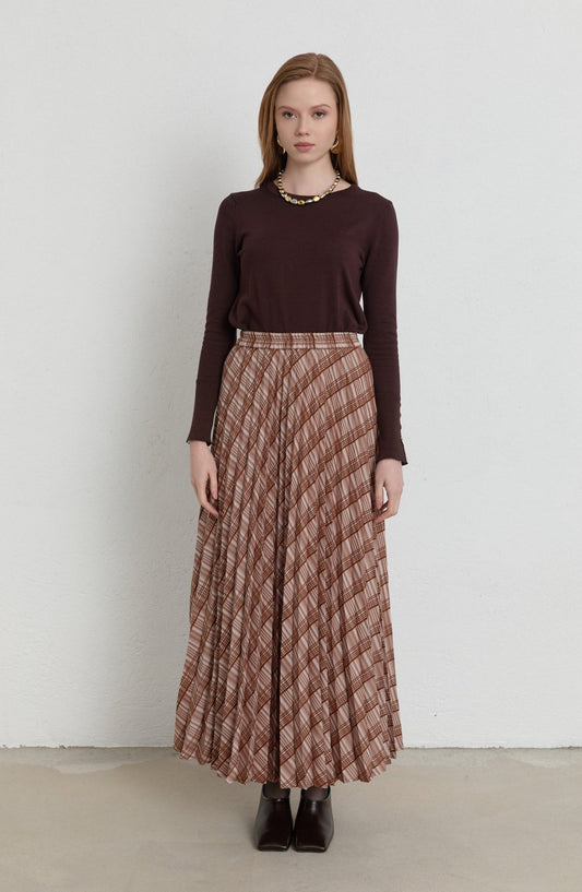 Gold Düğmeli Kısa Acı Kahve Basic Merserize Triko Kazak - Fatma Atasoy