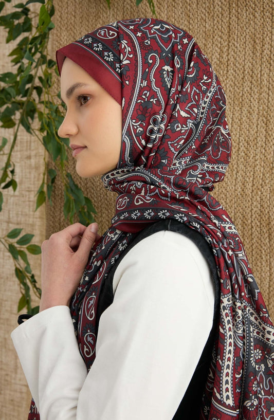 Hera Bordo Etnik Desen Şal - Fatma Atasoy
