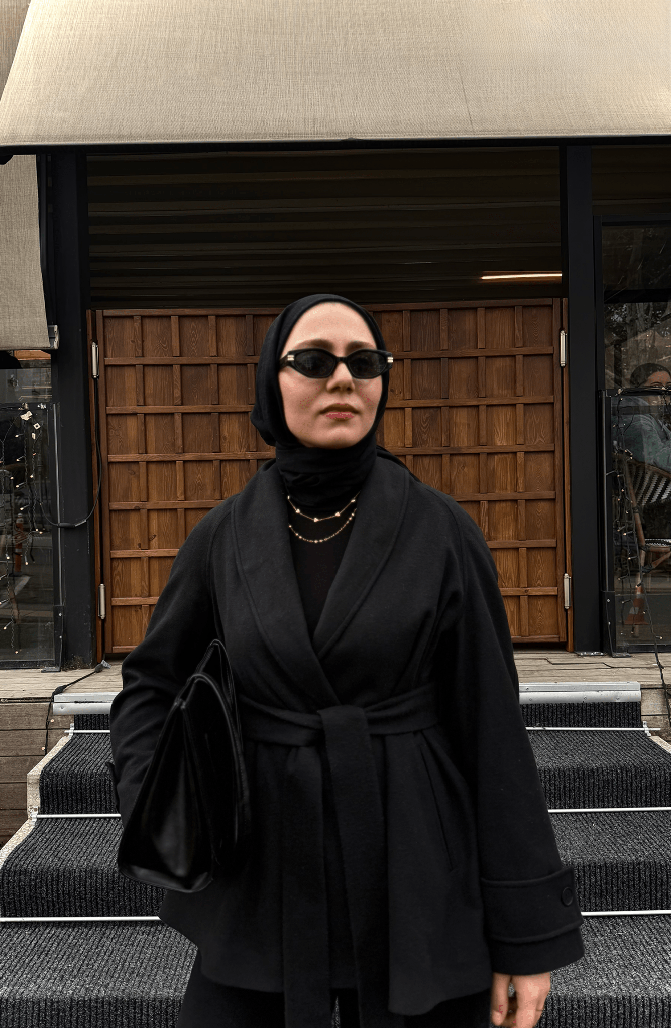 İnce Siyah Midi Ceket Kaban - Fatma Atasoy