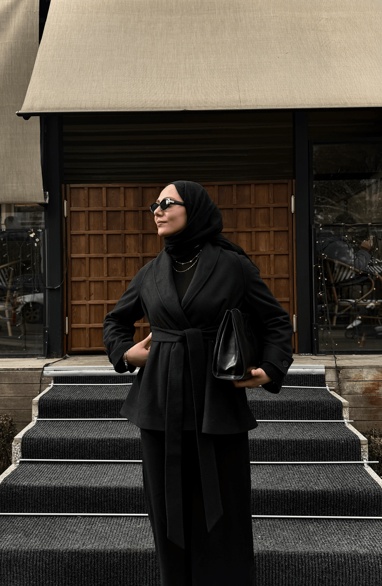 İnce Siyah Midi Ceket Kaban - Fatma Atasoy