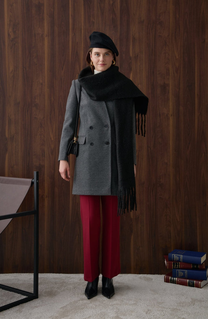 İspanyol Paça Pantolon Bordo - Fatma Atasoy